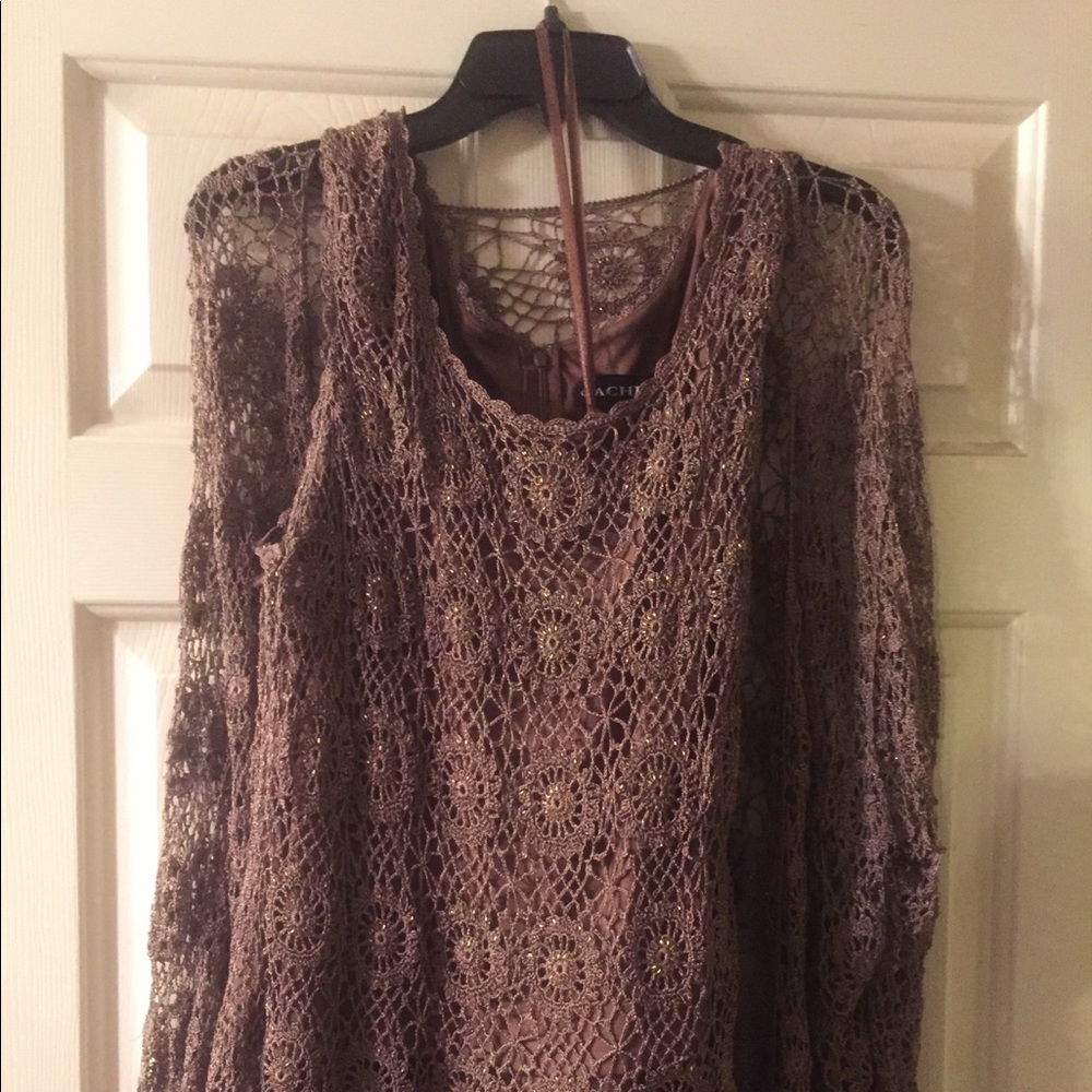 Cachet soft taupe 2 piece floor length dress